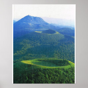 Affiches France vintage, Auvergne, cratères Volcano