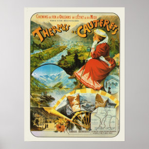 Affiches France vintage, Chemin de fer, Thèmes de Cauterets