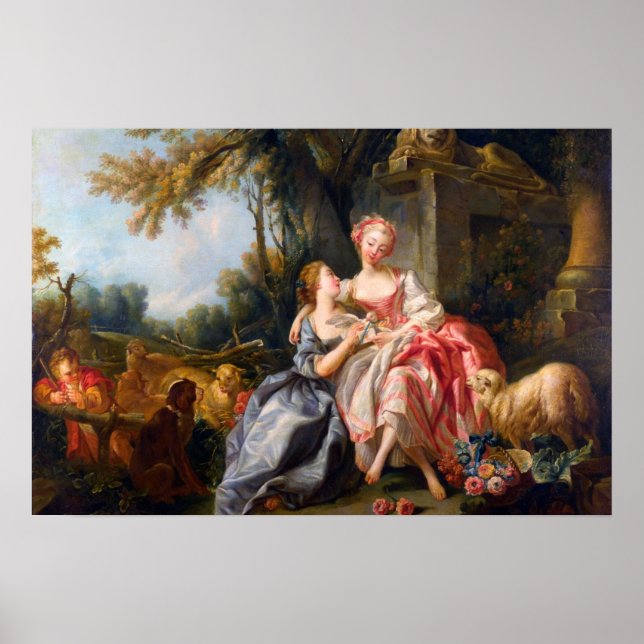 Affiches Francois Boucher Le Billet Dou rococo dames art (Devant)