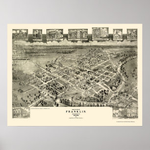 Affiches Franklin, VA Panoramic Map - 1907