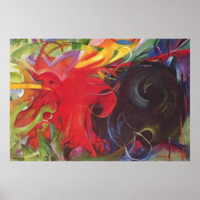 Affiches Franz Marc - Formes de combat 1914 Couleur Noir Ro (Devant)