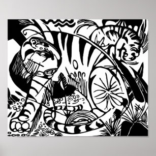 Affiches Franz Marc - Tigre noir et blanc - Art Abstrait