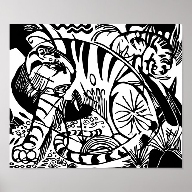 Affiches Franz Marc - Tigre noir et blanc - Art Abstrait (Devant)