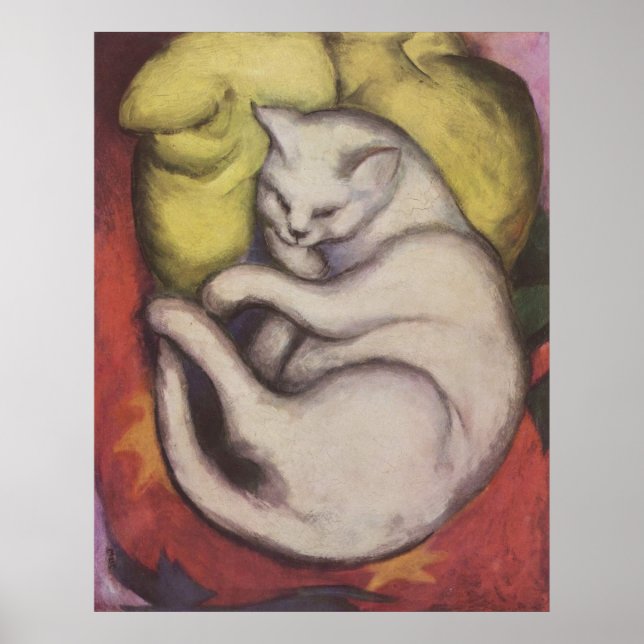 Affiches Franz Marc - Tomcat avec coussin jaune 1912 Chat T (Devant)