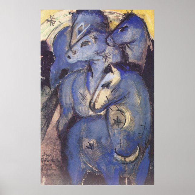 Affiches Franz Marc - Tour des Chevaux Bleus 1913 Equestre (Devant)