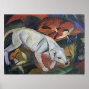 Affiches Franz Marc - trois huile de chat de renard de