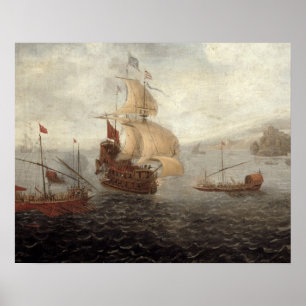 Affiches Frégate de galley anglaise Flanquée par l'État ott