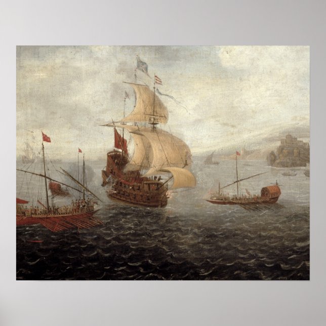 Affiches Frégate de galley anglaise Flanquée par l'État ott (Devant)