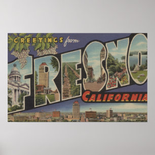 Affiches Fresno, Californie - Scènes de grandes lettres