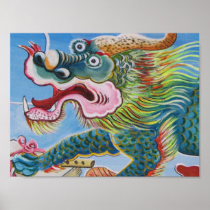 Affiches Fresque chinoise Foo Dog / Lion Guardian
