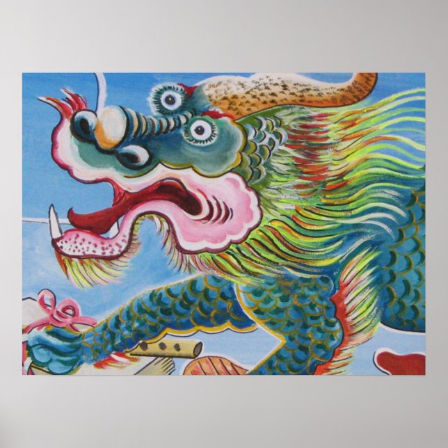 Affiches Fresque chinoise Foo Dog / Lion Guardian (Devant)