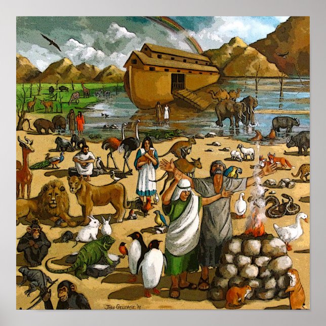 Affiches Fresque De Noé Et De L'Arche : Animaux, Arc En Cie (Devant)