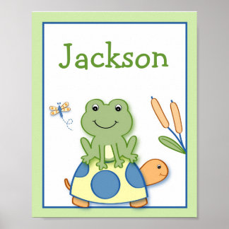Affiches Froggy Frog Turtle Nursery Mur Art Nom Imprimer