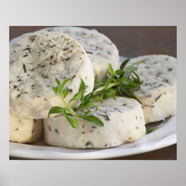 Affiches Fromage de chèvre - chevre - aux herbes sur (Devant)