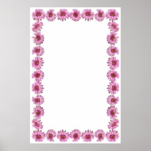 Affiches Frontière rose de marguerite sur l'arrière - plan