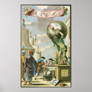 Affiches Frontispice d'atlas d'époque baroque Globe terrest