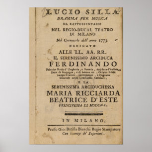 Affiches Frontispiece de "Lucio Silla" de Mozart