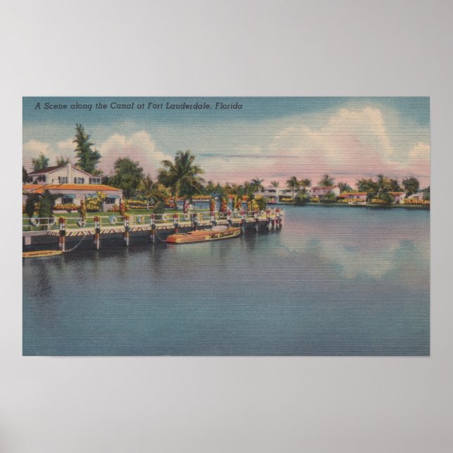Affiches Ft. Lauderdale, Floride - Scène du canal (Devant)