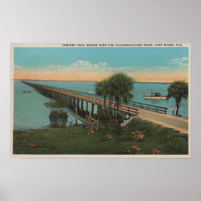 Affiches Ft. Myers, Floride - Vue du pont du sentier Tamiam (Devant)