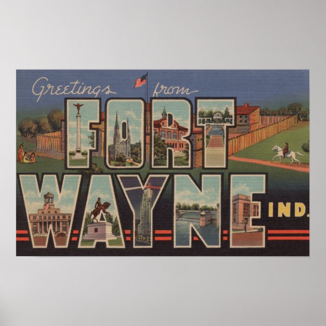 Affiches Ft. Wayne, Indiana - Scènes de grandes lettres 2 (Devant)