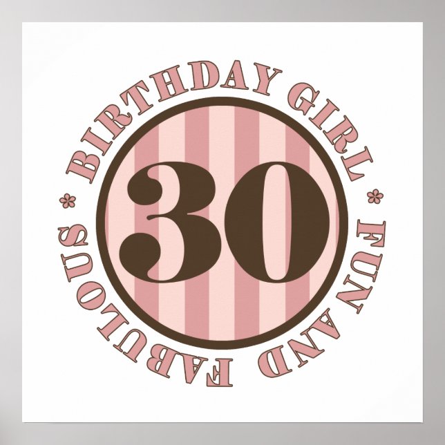 Affiches Fun & Fabulous 30th Birthday Gifts (Devant)