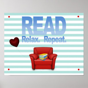 Affiches Fun Read, Relax, and Repeat Literacy Print