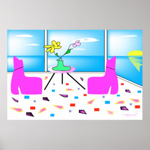Affiches Funky Whimsical Miami coloré