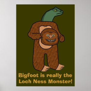 Affiches Funny Bigfoot Loch Ness Monster