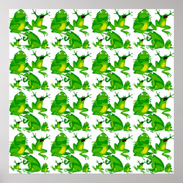 Affiches Funny Frog Emotions Angry Mad Curious Scared Frogs (Devant)