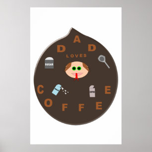 Affiches Funny Papa Monster Aime L'affiche du café