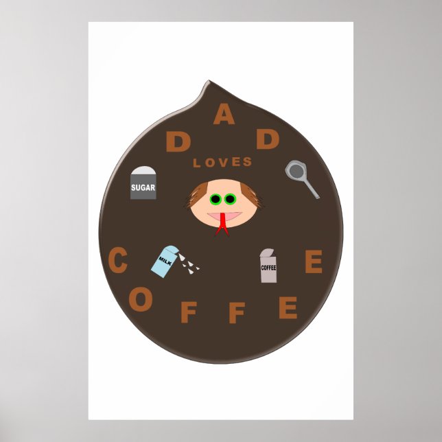 Affiches Funny Papa Monster Aime L'affiche du café (Devant)