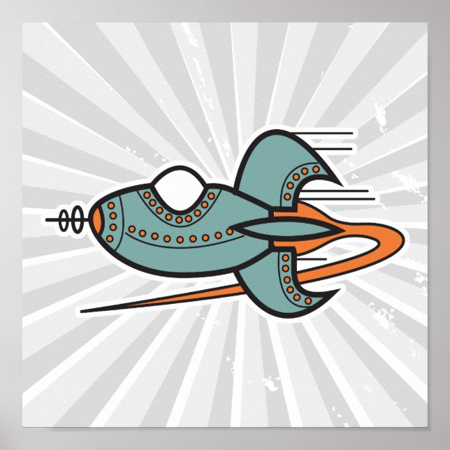 Affiches fusée rétro (Devant)