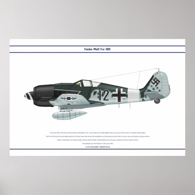 Affiches Fw-190 A-8 JG3 1 (Devant)
