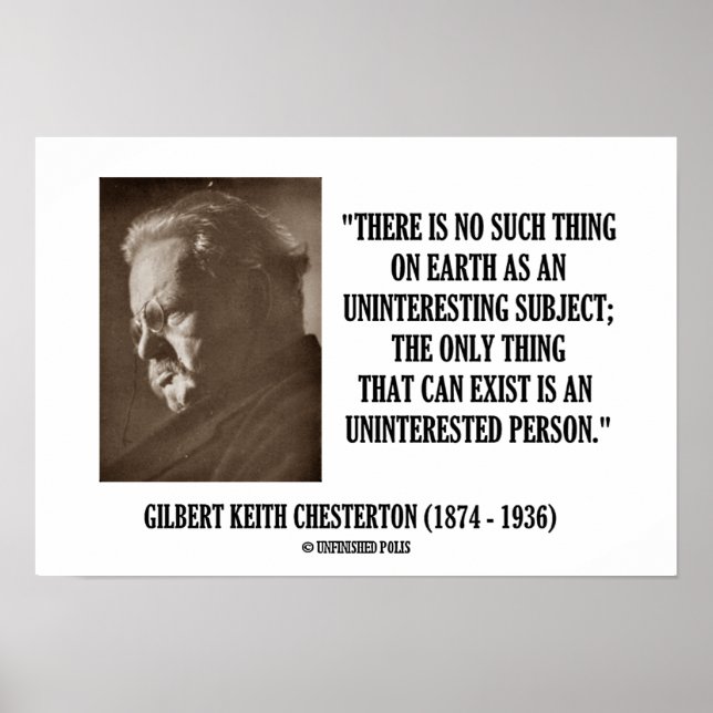 Affiches G.K. Chesterton Inintéressant Sujet Inintéressé (Devant)