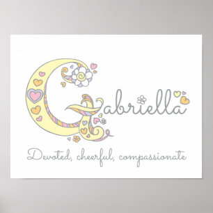 Affiches G monogramme art Gabriella filles nom signifiant a