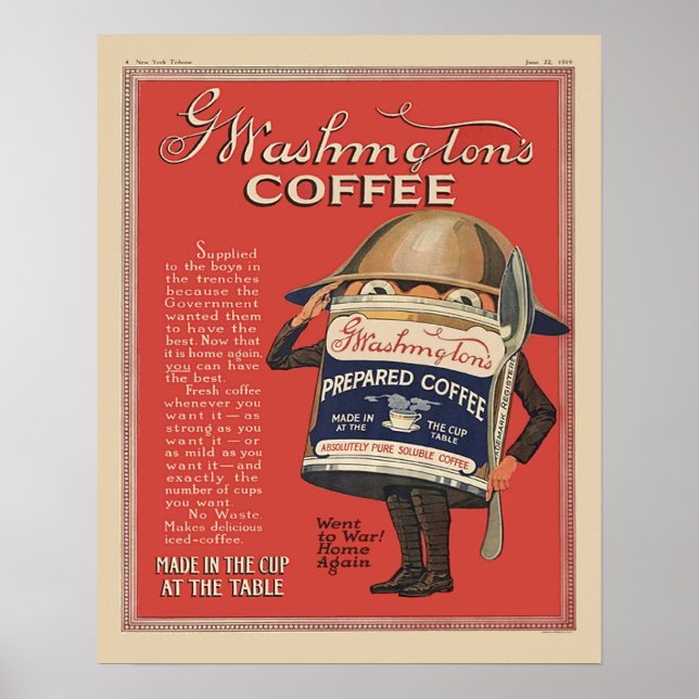 Affiches G Washington instantanée café WW1 Vintage patrioti (Devant)