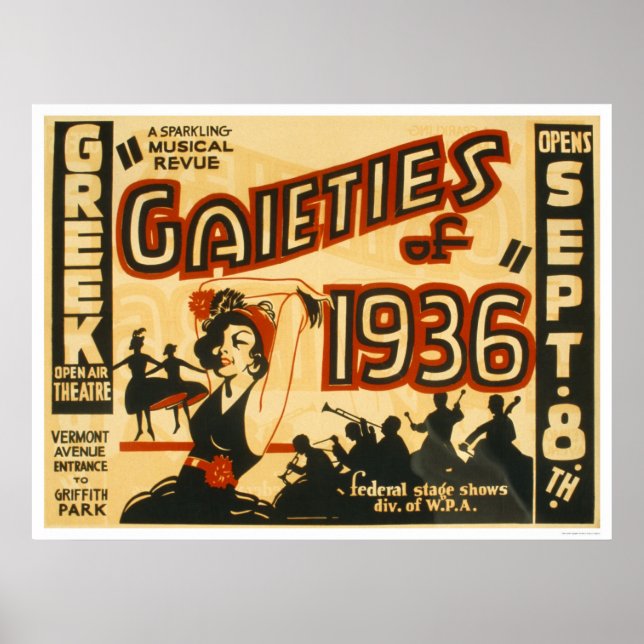 Affiches Gaieties Revue musicale 1936 WPA (Devant)