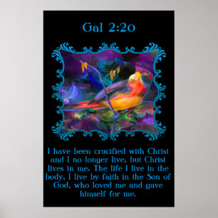 Affiches Gal 2:20 Beau moineau coloré arc-en-ciel
