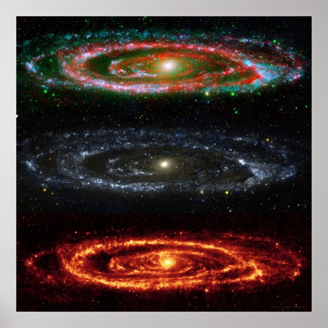 Affiches Galaxie Andromeda en rouge-Vis-UV 48x48 (35x35) (Devant)