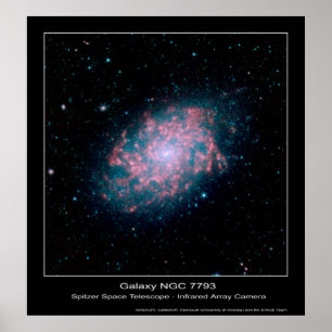 Affiches Galaxie NGC 7793 - télescope spatial de Spitzer -