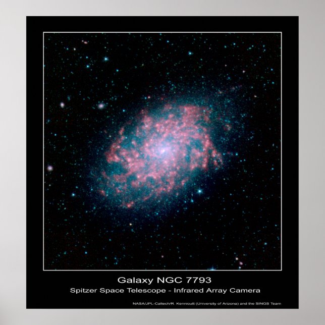 Affiches Galaxy NGC 7793 - Spitzer Space Telescope - Infrar (Devant)