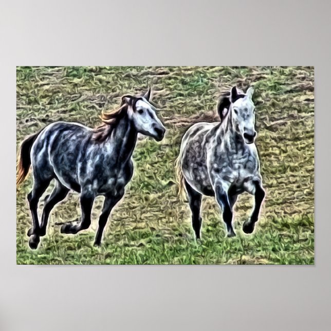 Affiches Galloping Grey Horses (Devant)