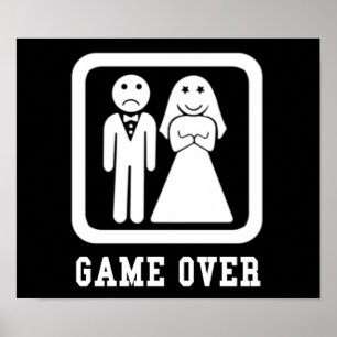 Affiches Game Over Cadeau pour l'enterrement de vie de ga