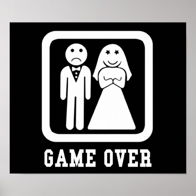 Affiches Game Over | Cadeau pour l'enterrement de vie de ga (Devant)