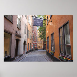 Affiches Gamla Stan, Stockholm, Suède ; Pavé rond de