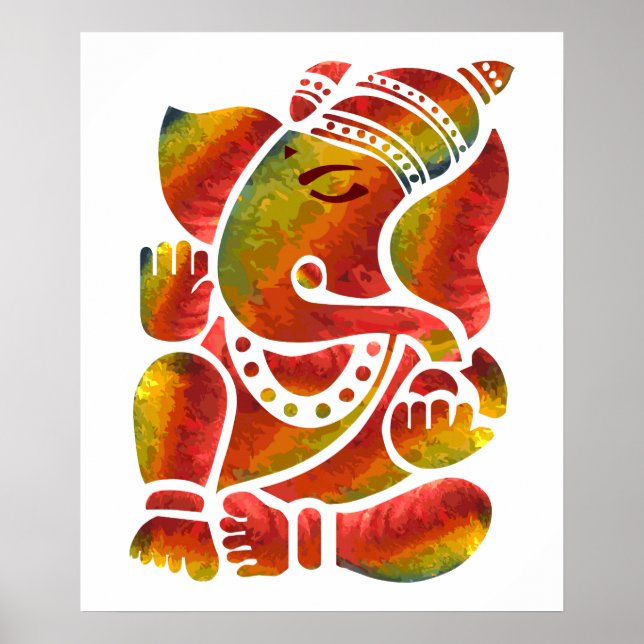 Affiches Ganesha Multicolor Peinture (Devant)