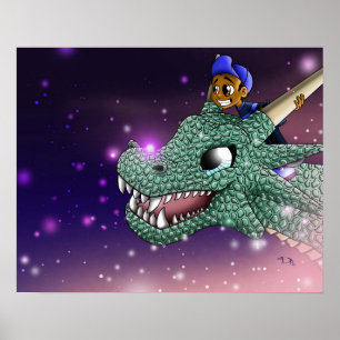 Affiches Garçon Afro-Américain et Dragon