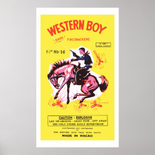 Affiches Garçon occidental (pétard vintage des USA)