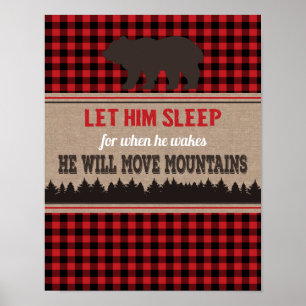 Affiches Garçons Nursery Wall Art Buffalo Plaid Bear
