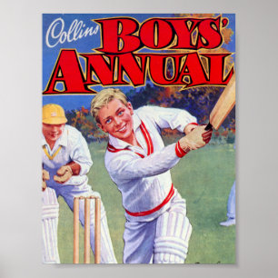 Affiches Garçons vintages de magazine jouant au cricket